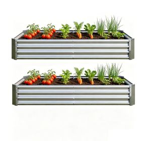 2PCS Silver 6×3×1ft Metal Raised Rectangle Garden Planter Beds (Option: Silver)