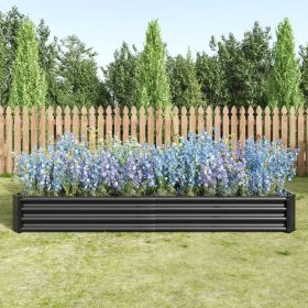 2PCS Black 8×4×1ft Metal Raised Rectangle Garden Planter Beds (Option: Black)