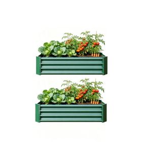 2PCS Green 4×2×1ft Metal Raised Garden Bed, Rectangle Raised Planter for Flowers Plants, Vegetables Herb (Option: Green)