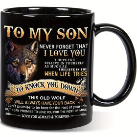 Ceramic Coffee Cup (Option: Black Wolf Inspiration)